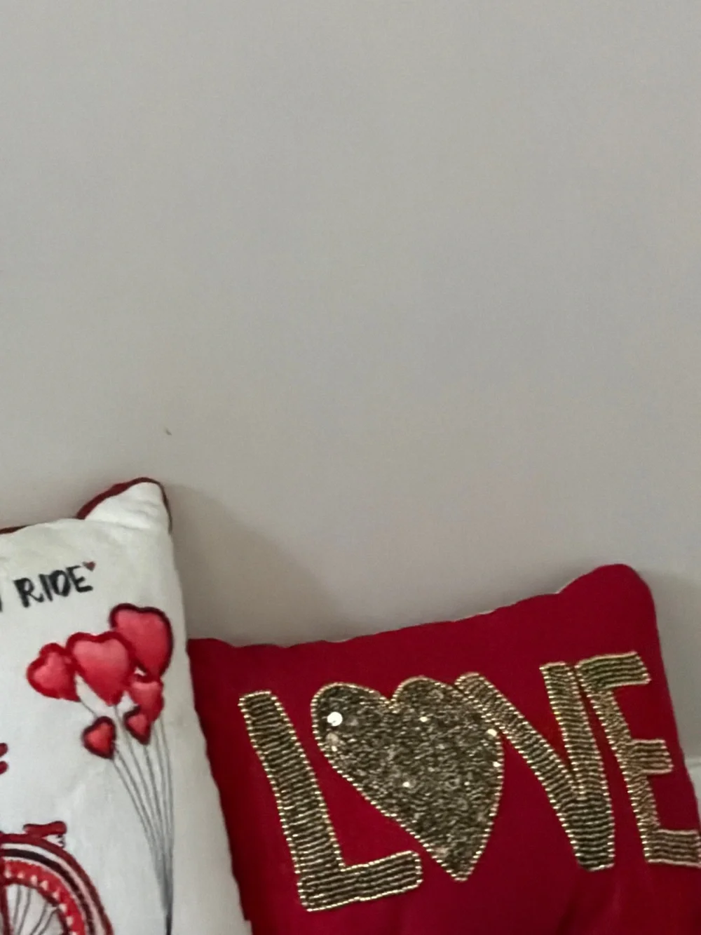 2 Bella Lux embellished Love Heart accent Pillows